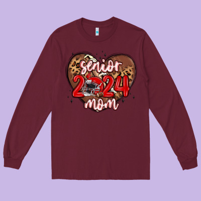 Senior 2024 Mom Football Long Sleeve Tee Designed By Maliassmallbusiness