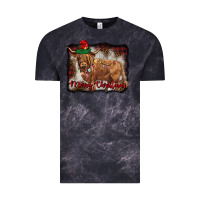 Cloud Black merry christmas highland cow Vintage Tee - BarkalooDesign