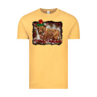 Vintage Mustard merry christmas highland cow Vintage Tee - BarkalooDesign