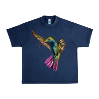 Navy Flying Ruby Throated Hummingbird Urban Heavy Tee - LillyAllenDesigns