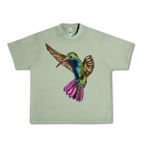 Oil Green Flying Ruby Throated Hummingbird Urban Heavy Tee - LillyAllenDesigns