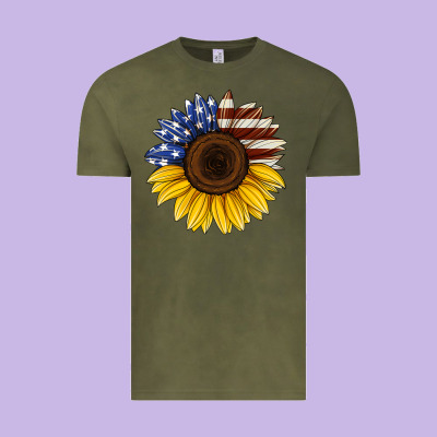 American Flag Sunflower Vintage Tee Designed By Jasminsmagicworld
