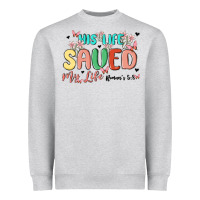 Heather Grey his life saved my life Heavyweight Sweatshirt - MaliasSmallBusiness