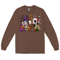 Chestnut Happy Hallothanksmas heifers Long Sleeve Tee - NancyCooperArtShop