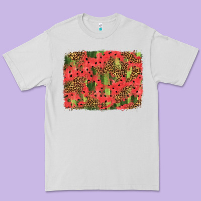 Watermelon Leopard Pattern Background Premium Tee Designed By Hra Design Shop