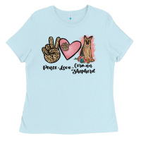 Baby Blue peace love german shepherd Ladies Tee - JahusDesignShop