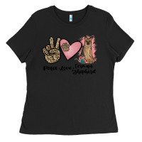 Black peace love german shepherd Ladies Tee - JahusDesignShop