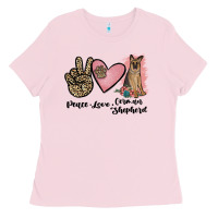 Bubblegum Pink peace love german shepherd Ladies Tee - JahusDesignShop