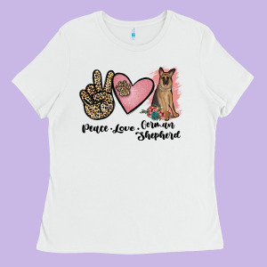 Peace Love German Shepherd Ladies Tee Designed By Jahusdesignshop
