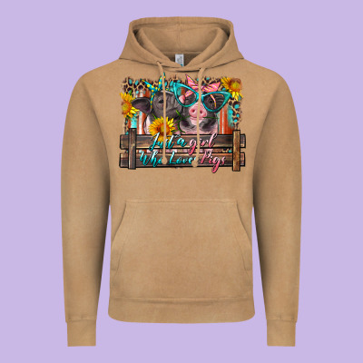 Just A Girl Who Loves Pigs Vintage Hoodie Designed By Artiststas