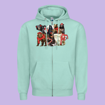 Christmas Bear Family Zipper Hoodie Designed By Lillyallendesigns