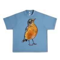 Pebble Blue American Robin Bird Urban Heavy Tee - LillyAllenDesigns