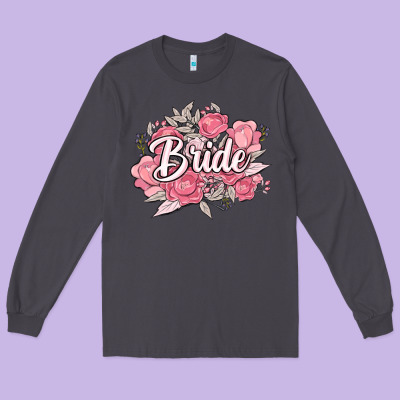 Bride Long Sleeve Tee Designed By Maliassmallbusiness