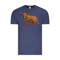 Vintage Denim highland cow Vintage Tee - BarkalooDesign