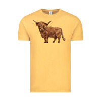 Vintage Mustard highland cow Vintage Tee - BarkalooDesign