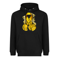 Black Childhood Cancer yellow ribbon with boxing gloves Heavyweight Hoodie - NancyCooperArtShop