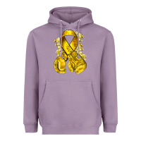 Lavender Childhood Cancer yellow ribbon with boxing gloves Heavyweight Hoodie - NancyCooperArtShop