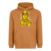 Meerkat Childhood Cancer yellow ribbon with boxing gloves Heavyweight Hoodie - NancyCooperArtShop