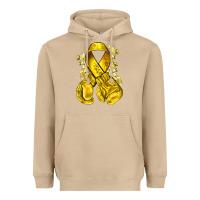 Mushroom Childhood Cancer yellow ribbon with boxing gloves Heavyweight Hoodie - NancyCooperArtShop