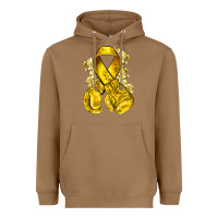 Toasted Coconut Childhood Cancer yellow ribbon with boxing gloves Heavyweight Hoodie - NancyCooperArtShop