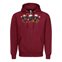 Burgundy Christmas Black Angus Cows Zipper Hoodie - LillyAllenDesigns