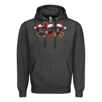 Charcoal Heather Christmas Black Angus Cows Zipper Hoodie - LillyAllenDesigns