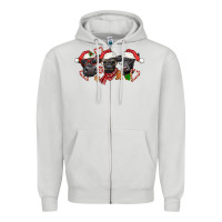 Dove Grey Christmas Black Angus Cows Zipper Hoodie - LillyAllenDesigns