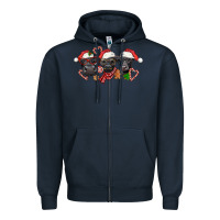 Navy Christmas Black Angus Cows Zipper Hoodie - LillyAllenDesigns