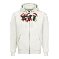Oatmeal Heather Christmas Black Angus Cows Zipper Hoodie - LillyAllenDesigns