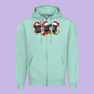 Christmas Black Angus Cows Zipper Hoodie Designed By Lillyallendesigns