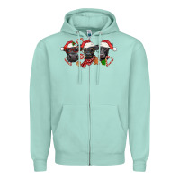 Seafoam Christmas Black Angus Cows Zipper Hoodie - LillyAllenDesigns