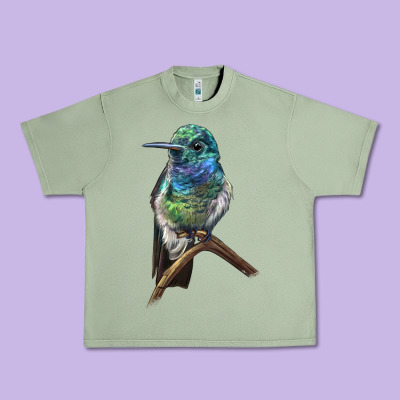 Ruby Throcuted Hummingbird Urban Heavy Tee Designed By Lillyallendesigns