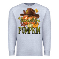 Heather Grey Howdy Pumpkin Premium Sweatshirt - texasbilliewilder