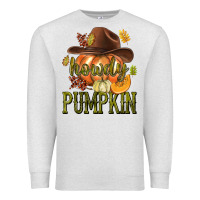 Oatmeal Heather Howdy Pumpkin Premium Sweatshirt - texasbilliewilder