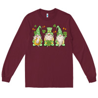 Burgundy st. patrick's day gnomes Long Sleeve Tee - MaliasSmallBusiness