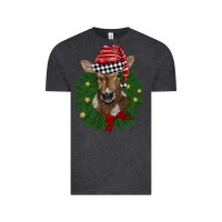 Vintage Black christmas wreath baby calf Vintage Tee - BarkalooDesign