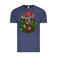 Vintage Denim christmas wreath baby calf Vintage Tee - BarkalooDesign