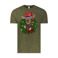 Vintage Olive christmas wreath baby calf Vintage Tee - BarkalooDesign