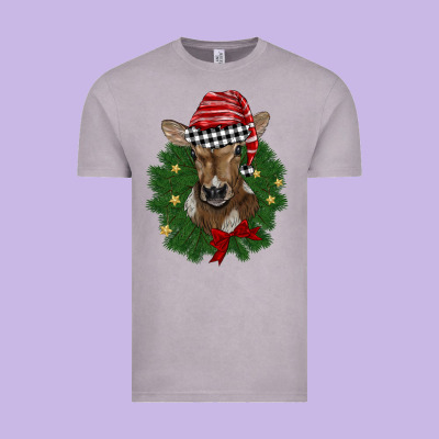 Christmas Wreath Baby Calf Vintage Tee Designed By Barkaloodesign