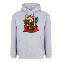 Heather Grey Chrismas Santa claus bag Heavyweight Hoodie - NancyCooperArtShop