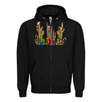 Black Christmas Cactus Zipper Hoodie - LillyAllenDesigns