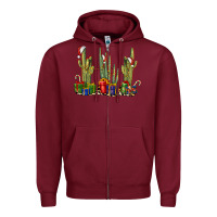 Burgundy Christmas Cactus Zipper Hoodie - LillyAllenDesigns