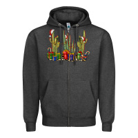 Charcoal Heather Christmas Cactus Zipper Hoodie - LillyAllenDesigns