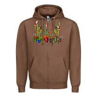 Chestnut Christmas Cactus Zipper Hoodie - LillyAllenDesigns