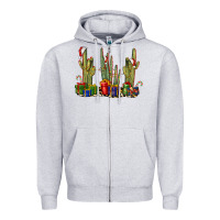 Heather Grey Christmas Cactus Zipper Hoodie - LillyAllenDesigns