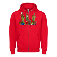 Red Christmas Cactus Zipper Hoodie - LillyAllenDesigns