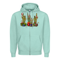 Seafoam Christmas Cactus Zipper Hoodie - LillyAllenDesigns