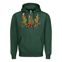 Sports Green Christmas Cactus Zipper Hoodie - LillyAllenDesigns