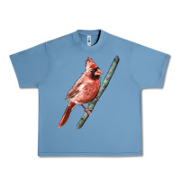 Pebble Blue Northern Cardinal Bird Urban Heavy Tee - LillyAllenDesigns