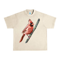 Sandshell Northern Cardinal Bird Urban Heavy Tee - LillyAllenDesigns